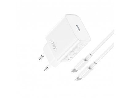 Xo Síťová nabíječka USB-C + USB-C kabel, 20W, bílá