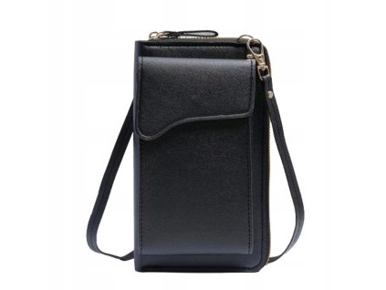 ELEGANTNI KABELKA PENEZENKA NA TELEFON CERNA KOZENA NASTAVITELNY PASEK