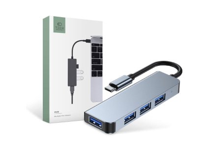 eng pl Splitter 4in1 USB HUB USB C to 4xUSB Adapter Tech Protect V1 HUB grey 82204 1