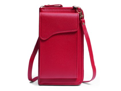 Kabelka 2v1 crossbody na telefon, červená
