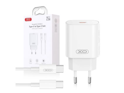 Síťová nabíječka XO USB-C + USB-C kabel, 20W, bílá