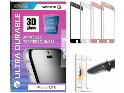 Swissten Sklo ultra durable 3D full glue glass iPhone 6/6S