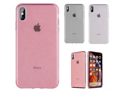 Průhledný třpytivý kryt silicon glitter pro Apple iPhone X/XS