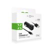 Set autonabíječky FIXED s 2xUSB výstupem a USB/USB-C kabelu, 1 metr, 15W Smart Rapid Charge, černá