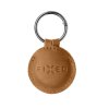 Pouzdro FIXED Case for AirTag z pravé hovězí kůže s karabinou, hnědé