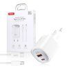 Xo Síťová GAN nabíječka USB-C - Lightning kabel, PD, 33W, bílá