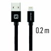 Nabíjací a synchronizačný kábel Swissten textile čierny 0.2m / 1.2m / 2.0m