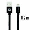 Swissten Nabíjecí a synchronizační kabel textile černý 0.2m / 1.2m / 2.0m