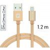 Swissten MFI licencovaný datový lightning kabel textile zlatý 1.2m / 2.0m