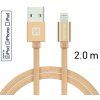 Swissten MFI licencovaný datový lightning kabel textile zlatý 1.2m / 2.0m