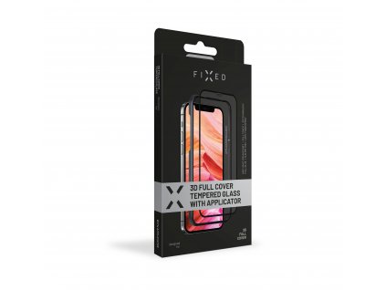 Ochranné tvrdené sklo FIXED 3D Full-Cover s aplikátorom pre Apple iPhone 12 Pro Max, čierne