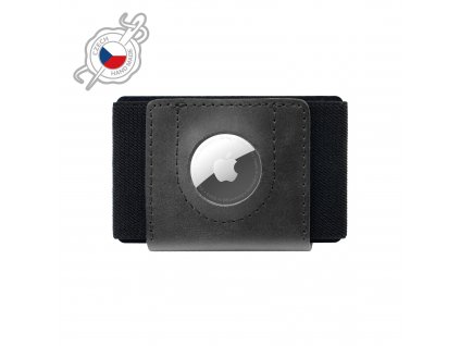 Kožená peňaženka FIXED Tiny Wallet for AirTag z pravej hovädzej kože, čierna