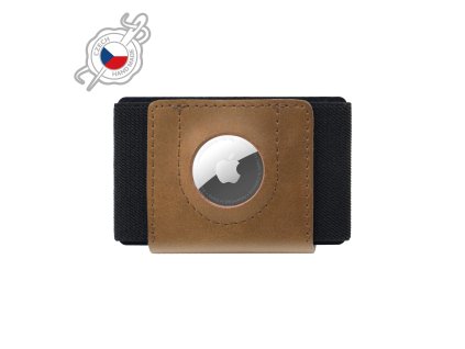 Kožená peňaženka FIXED Tiny Wallet for AirTag z pravej hovädzej kože, hnedá
