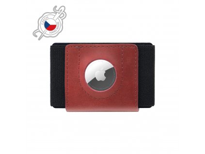 Kožená peňaženka FIXED Tiny Wallet for AirTag z pravej hovädzej kože, červená