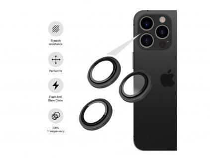 Ochranné sklá šošoviek fotoaparátov FIXED Camera Glass pre Apple iPhone 15 Pro/15 Pro Max, space gray