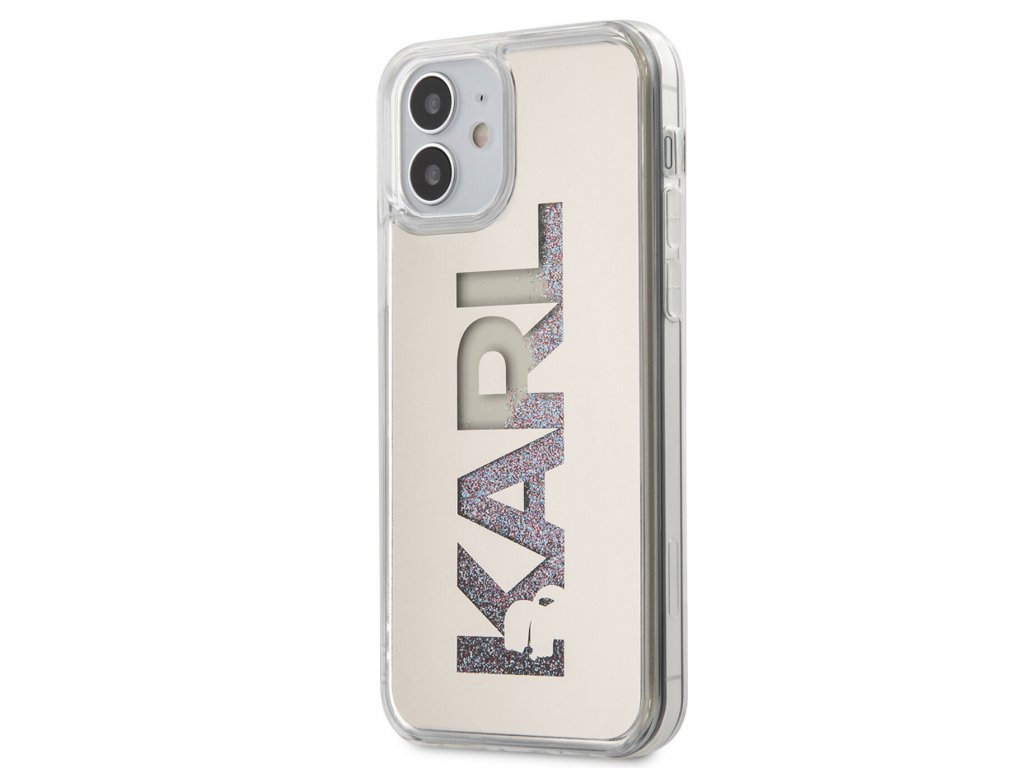 Silikonový kryt - Karl Lagerfeld Liquid Glitter Multi Mirror - iPhone 12 mini - Zrcadlový
