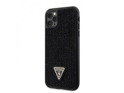 Třpytivý kryt - Guess - Rhinestones Triangle - iPhone 11 Pro - Černý