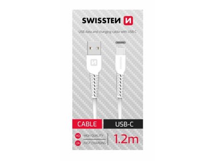 Datový kabel - Swissten - USB-A na USB-C - 1,2M - Bílý