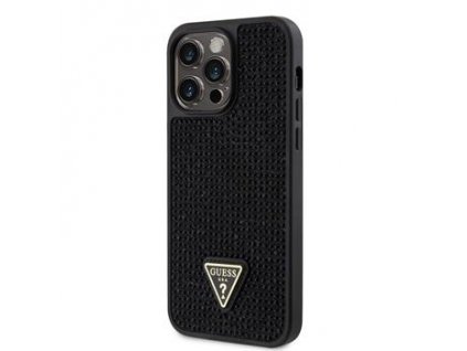 Třpytivý kryt - Guess - Rhinestones Triangle - iPhone 14 Pro Max - Černý