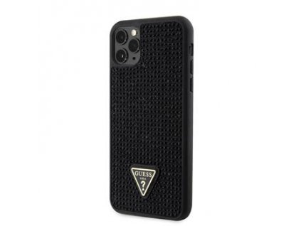 Třpytivý kryt - Guess - Rhinestones Triangle - iPhone 11 Pro Max - Černý