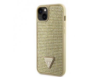 Třpytivý kryt - Guess - Rhinestones Triangle - iPhone 14 - Zlatý