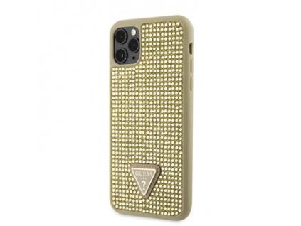 Třpytivý kryt - Guess - Rhinestones Triangle - iPhone 11 Pro Max - Zlatý