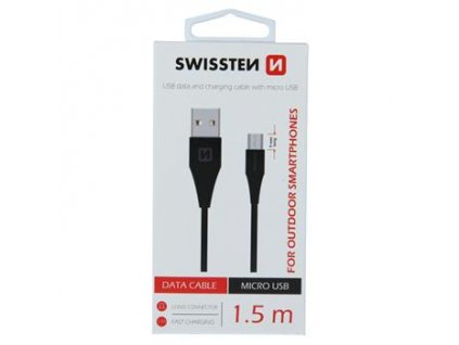 Nabíjecí a datový kabel - Swissten - USB-A/microUSB - 1,5m - Černá