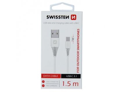 Nabíjecí a datový kabel - Swissten - USB-A/USB-C - 1,5m - Bílá