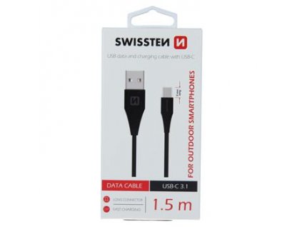 Nabíjecí a datový kabel - Swissten - USB-A/USB-C - 1,5m - Černá