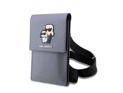 Taška na telefon - Karl Lagerfeld - Saffiano Metal Logo NFT - Šedý