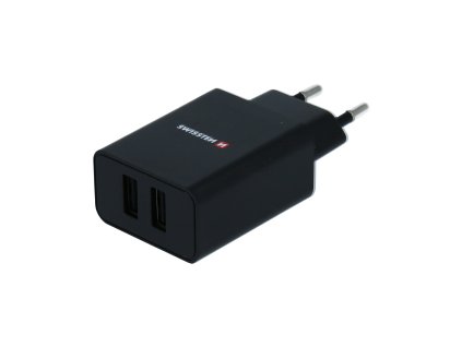 SWISSTEN SÍŤOVÝ ADAPTÉR SMART IC 2x USB 2,1A POWER ČERNÝ