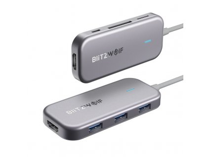 7v1 Blitzwolf BW-TH5 Rozbočovač USB-C na 3xUSB 3.0, HDMI, USB-C PD, SD, microSD