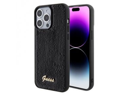 GUESS Sequin Script Logo Zadní Kryt pro iPhone 15 Pro Max Black