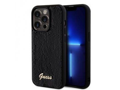 Guess Sequin Script Logo Zadní Kryt pro iPhone 14 Pro Max Black