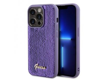 Guess Sequin Script Logo Zadní Kryt pro iPhone 14 Pro Max Purple