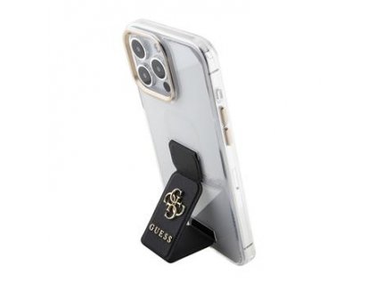 GUESS PU Grip Stand 4G Metal Logo Zadní Kryt pro iPhone 15 Pro Max Black