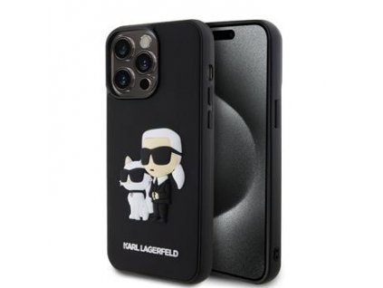 Karl Lagerfeld 3D Rubber Karl and Choupette Zadní Kryt pro iPhone 14 Pro Max Black