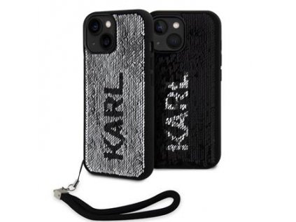 Karl Lagerfeld Sequins Reversible Zadní Kryt pro iPhone 15 Black/Silver