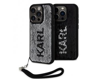 Karl Lagerfeld Sequins Reversible Zadní Kryt pro iPhone 15 Pro Black/Silver