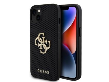 Guess PU Perforated 4G Glitter Metal Logo Zadní Kryt pro iPhone 13 Black