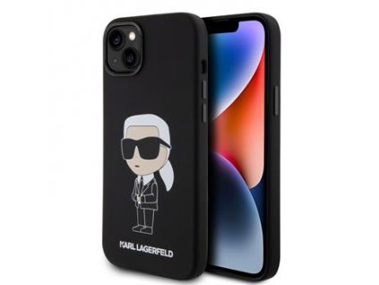 Karl Lagerfeld Liquid Silicone Ikonik NFT Zadní Kryt pro iPhone 15 Plus Black