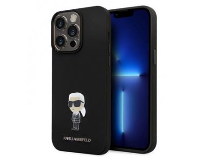 Karl Lagerfeld Liquid Silicone Metal Ikonik Zadní Kryt pro iPhone 15 Pro Max Black