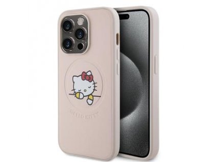 Hello Kitty PU Kitty Asleep Logo MagSafe Zadní Kryt pro iPhone 15 Pro Pink