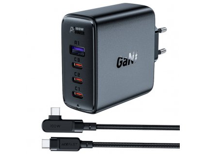 Adaptér - AceFast A37 - 3x USB-C - USB-A - 100W - Černý