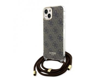 Guess IML 4G Printed Crossbody Zadní Kryt pro iPhone 15 Brown