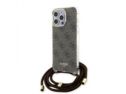 Guess IML 4G Printed Crossbody Zadní Kryt pro iPhone 15 Pro Max Brown