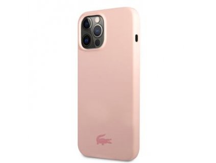 Lacoste Liquid Silicone Glossy Printing Logo Kryt pro iPhone 13 Pro Max Pink