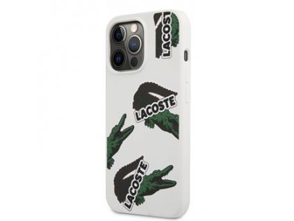 Lacoste Liquid Silicone Allover Pattern Kryt pro iPhone 13 Pro White