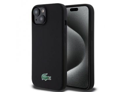 Lacoste Liquid Silicone Microfiber Croc Logo Magsafe Zadní Kryt pro iPhone 15 Black