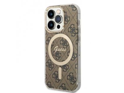 Guess IML 4G MagSafe Zadní Kryt pro iPhone 14 Pro Brown